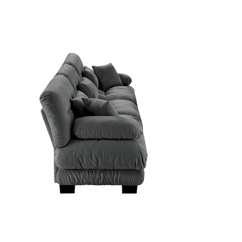 4-Seat Sofa with Round Bolster Armrests, Deep Seat Cushions