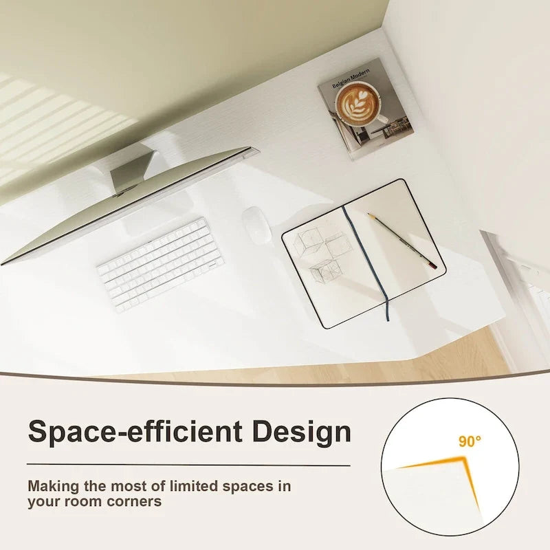 L Shaped Computer Desk with Drawer & Storage Shelves for Home