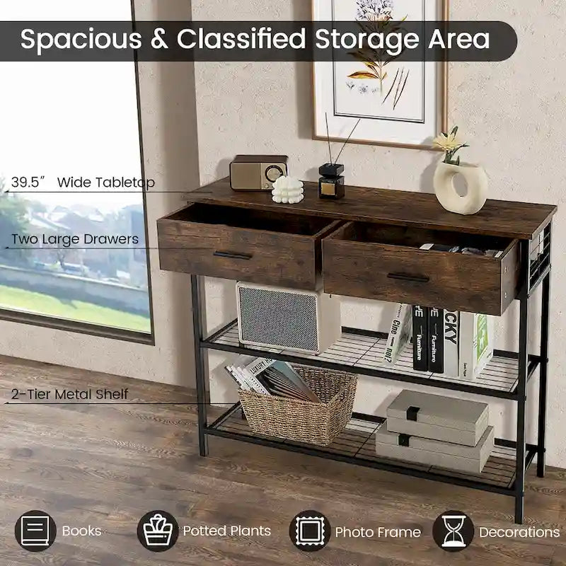 Console Entryway Sofa Table with 2 Drawers