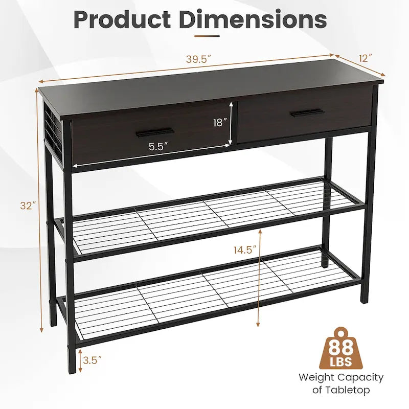 Console Entryway Sofa Table with 2 Drawers