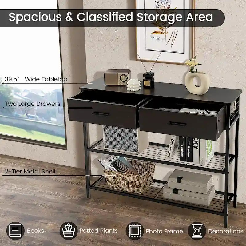 Console Entryway Sofa Table with 2 Drawers