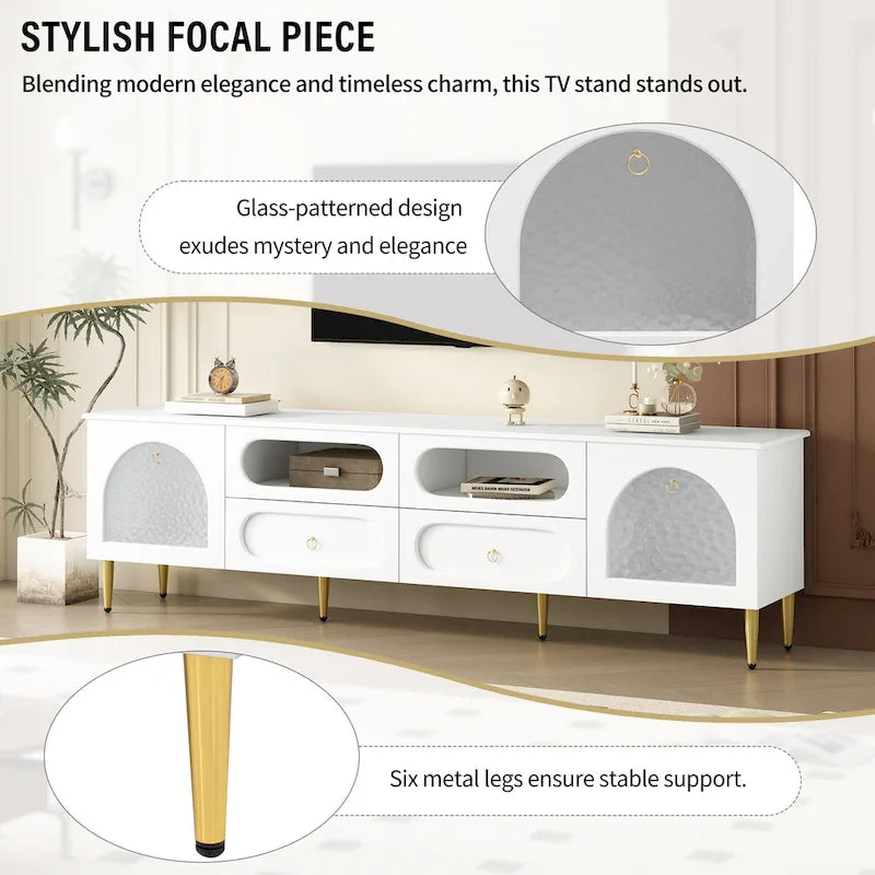 Retro TV Stand, Entertainment Center Media Console Cabinet