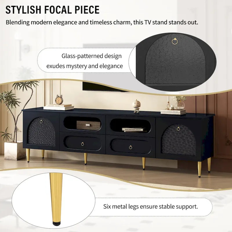 Retro TV Stand, Entertainment Center Media Console Cabinet
