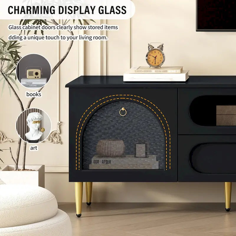 Retro TV Stand, Entertainment Center Media Console Cabinet