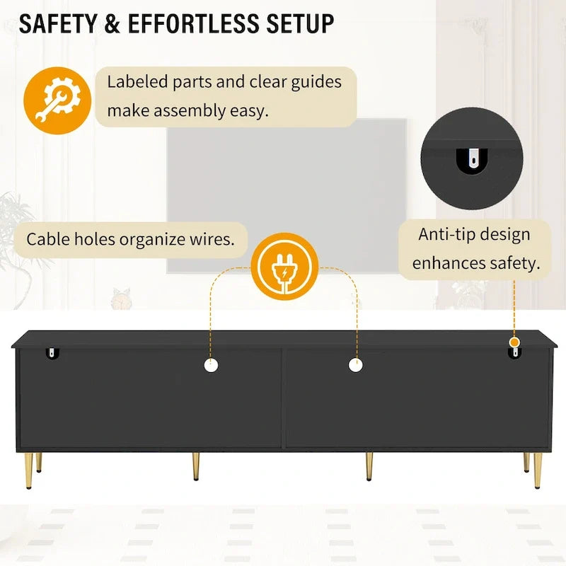 Retro TV Stand, Entertainment Center Media Console Cabinet