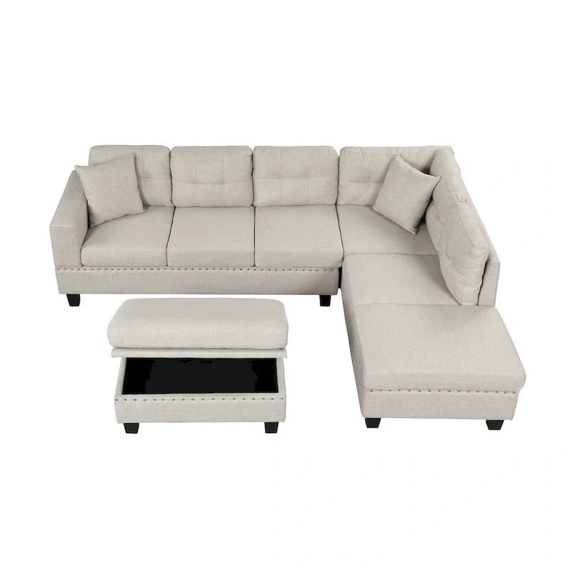 Sofá moderno en forma de L para 7 personas con chaise longue reversible