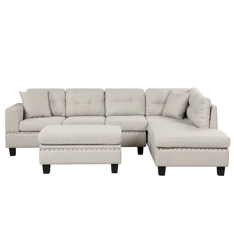 Sofá moderno en forma de L para 7 personas con chaise longue reversible