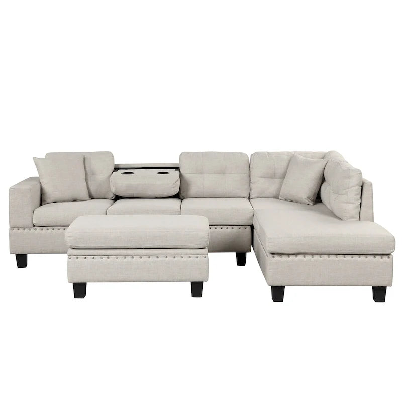 Sofá moderno en forma de L para 7 personas con chaise longue reversible