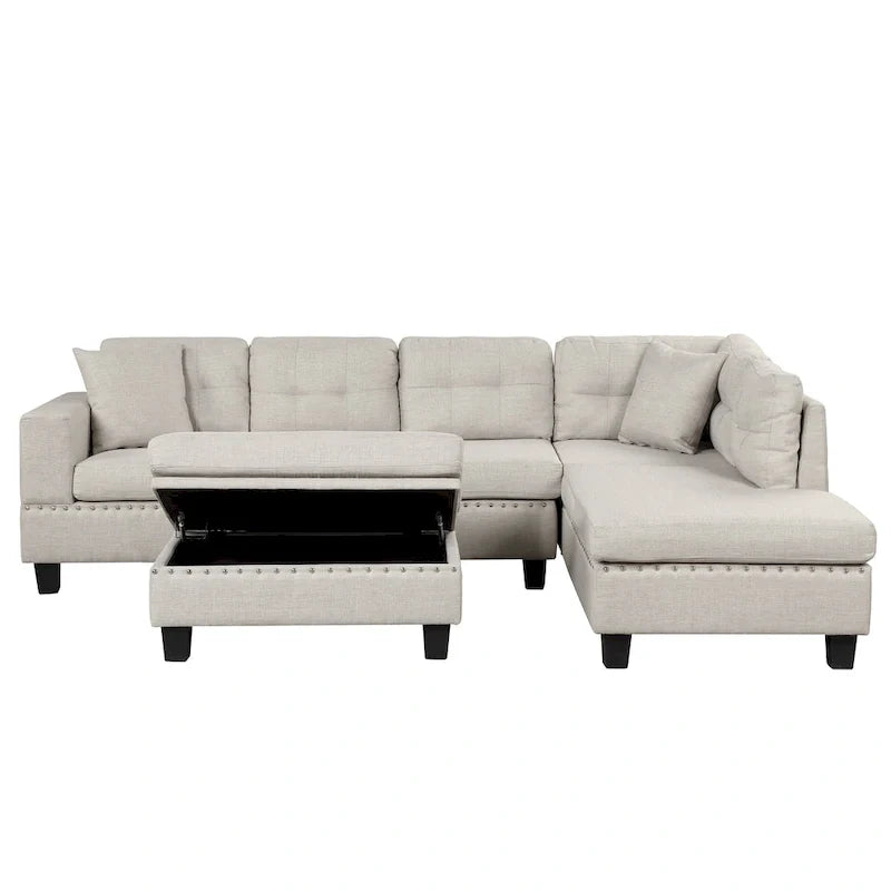 Sofá moderno en forma de L para 7 personas con chaise longue reversible