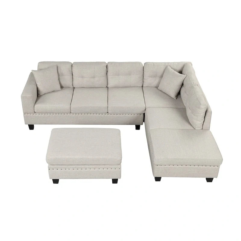 Sofá moderno en forma de L para 7 personas con chaise longue reversible
