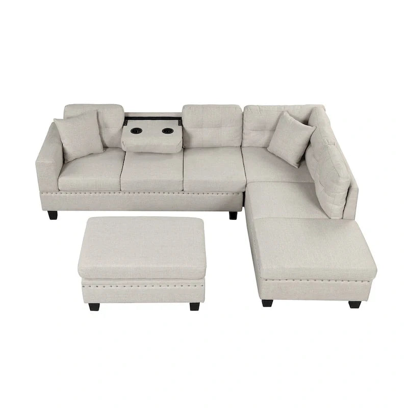 Sofá moderno en forma de L para 7 personas con chaise longue reversible
