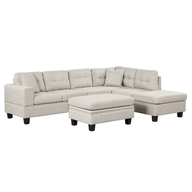 Sofá moderno en forma de L para 7 personas con chaise longue reversible