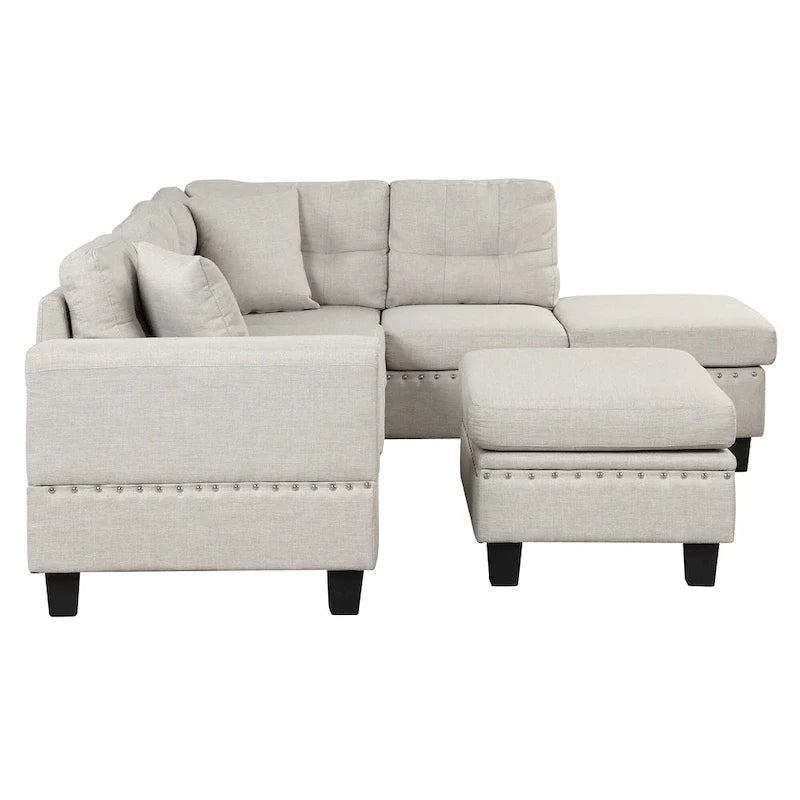 Sofá moderno en forma de L para 7 personas con chaise longue reversible