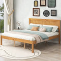 Cama con plataforma de madera de pino color espresso y cabecero