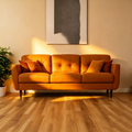 Orange Leather Sofa With Black Legs