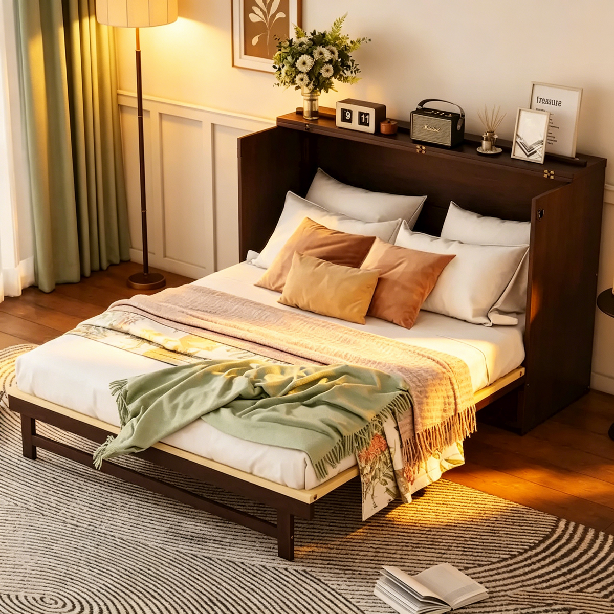 Versatile Queen Size Bed with Storage Functionality