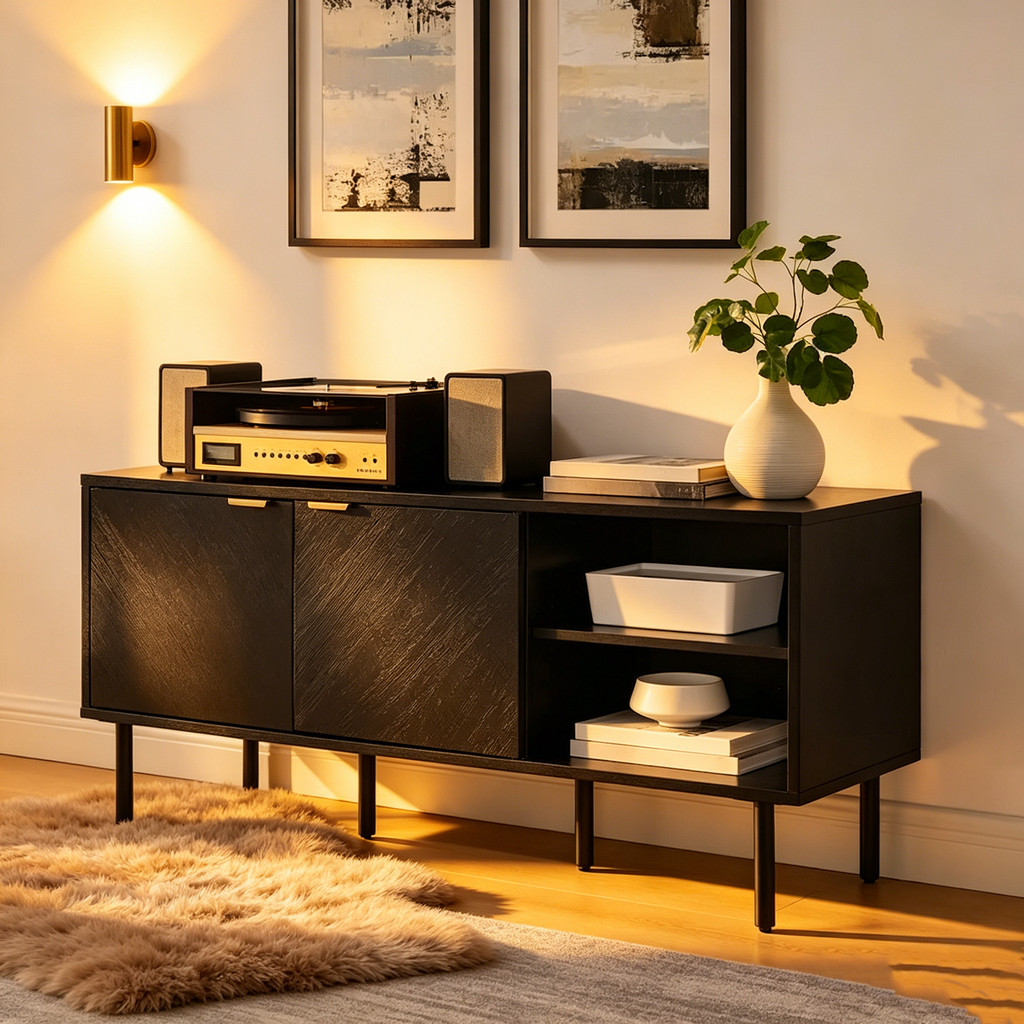 Sideboard zur Schallplattenaufbewahrung im modernen Stil