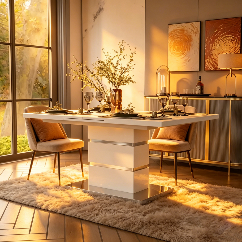 White 78-inch Wood Expandable Dining Table