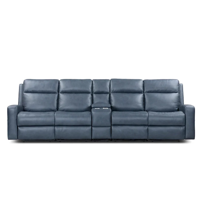 Elektrisch verstellbares Sofa aus Echtleder für 4 Personen mit Konsole