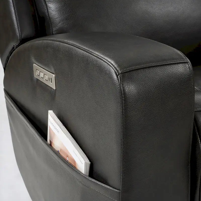 Sofá reclinable eléctrico de cuero genuino para 4 personas con consola