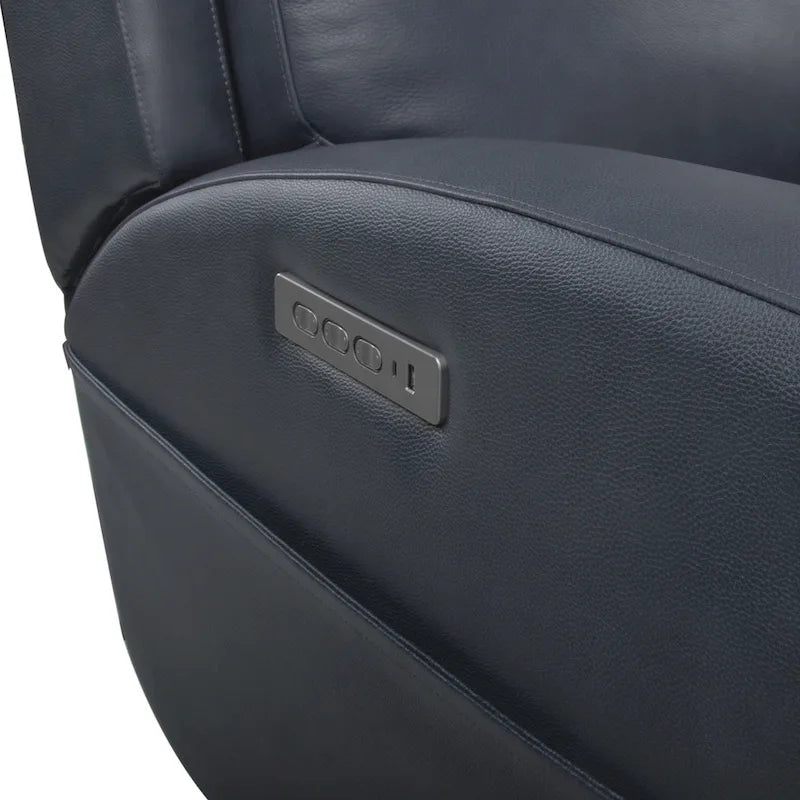 Sofá reclinable eléctrico de cuero genuino para 4 personas con consola