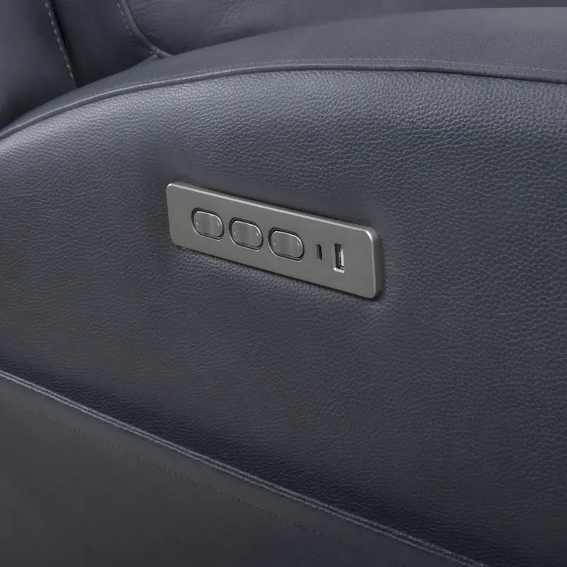 Sofá reclinable eléctrico de cuero genuino para 4 personas con consola