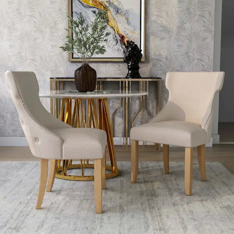 Chaises d'appoint contemporaines en bois avec dossier à oreilles capitonné