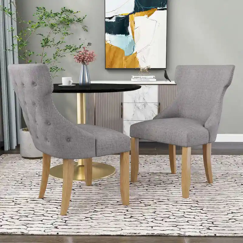 Chaises d'appoint contemporaines en bois avec dossier à oreilles capitonné