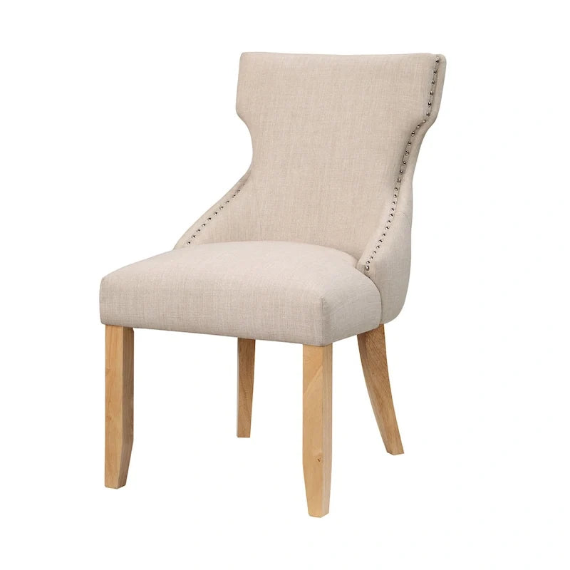 Chaises d'appoint contemporaines en bois avec dossier à oreilles capitonné