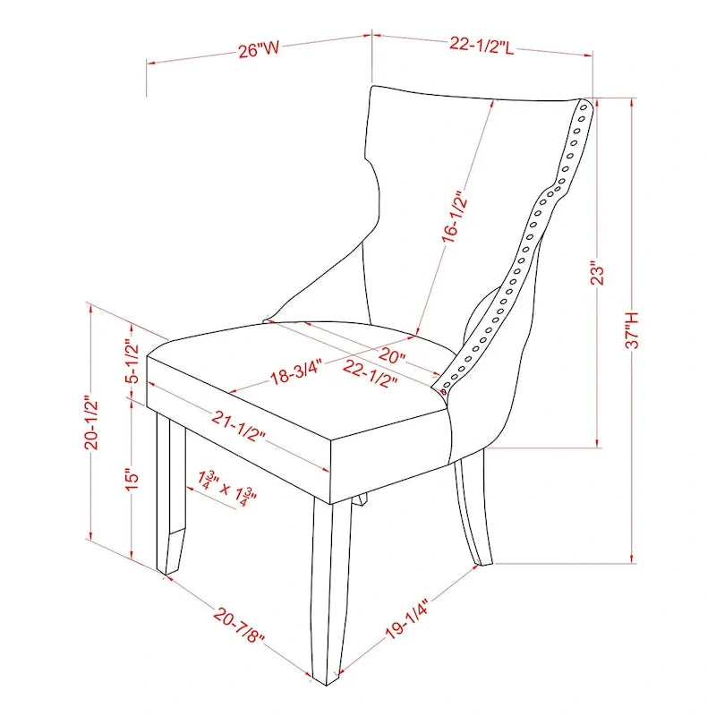 Chaises d'appoint contemporaines en bois avec dossier à oreilles capitonné