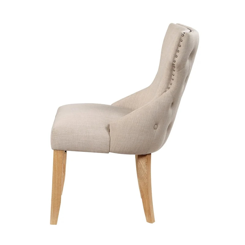 Chaises d'appoint contemporaines en bois avec dossier à oreilles capitonné