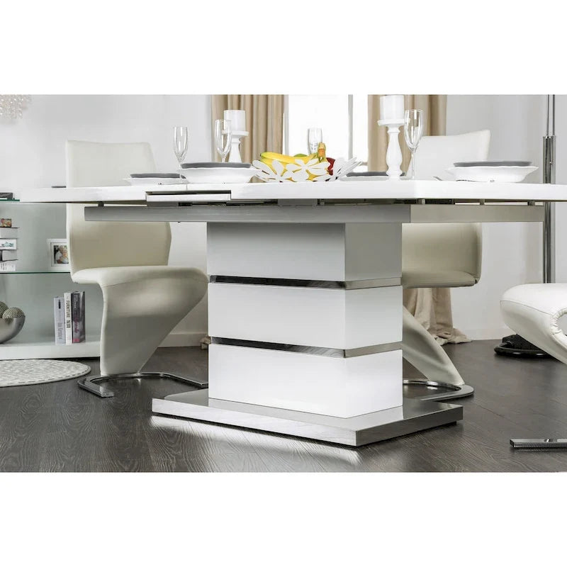 White 78-inch Wood Expandable Dining Table