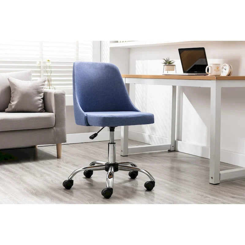 Silla de oficina tapizada en tela con base cromada