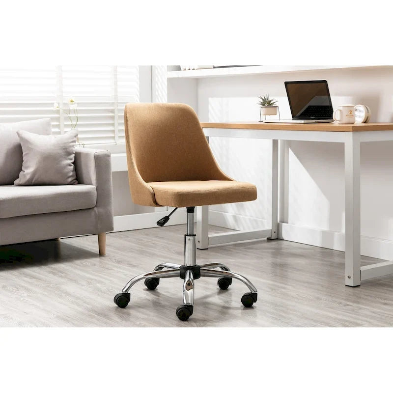 Silla de oficina tapizada en tela con base cromada