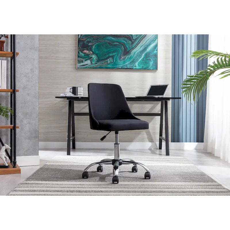 Silla de oficina tapizada en tela con base cromada