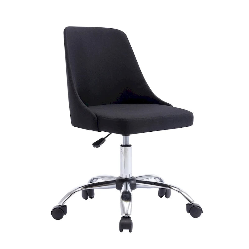 Silla de oficina tapizada en tela con base cromada