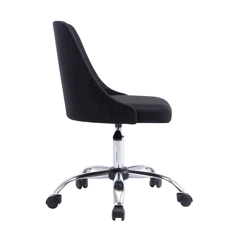 Silla de oficina tapizada en tela con base cromada
