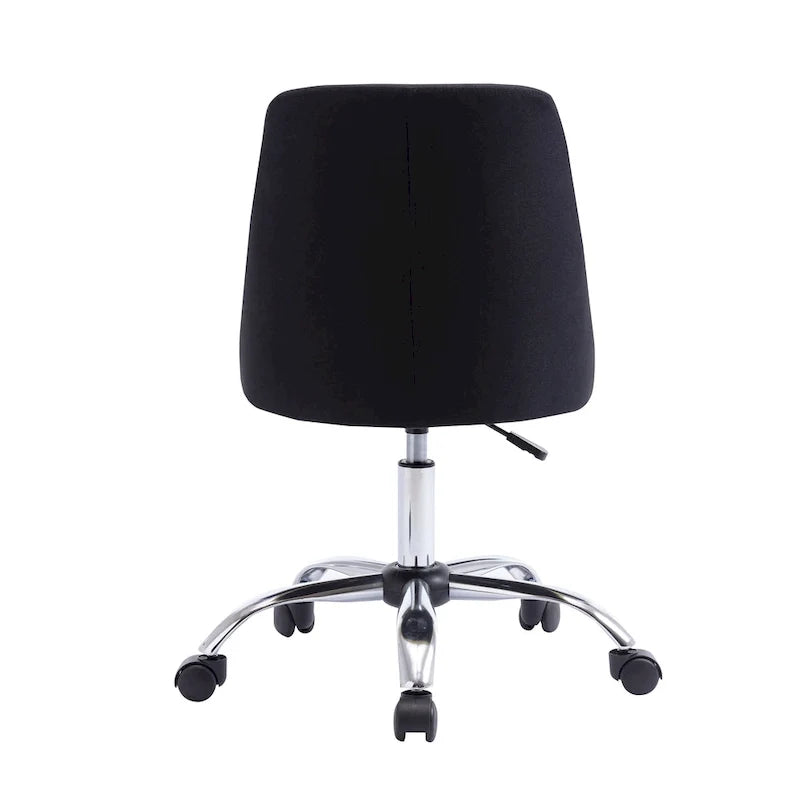Silla de oficina tapizada en tela con base cromada