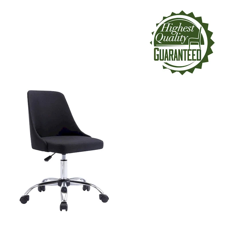 Silla de oficina tapizada en tela con base cromada