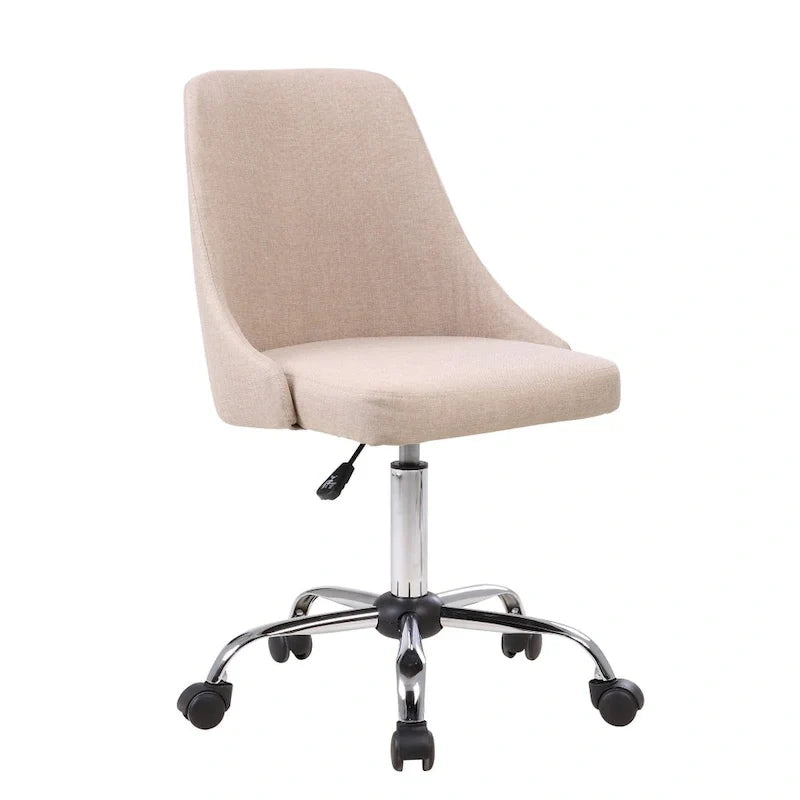 Silla de oficina tapizada en tela con base cromada