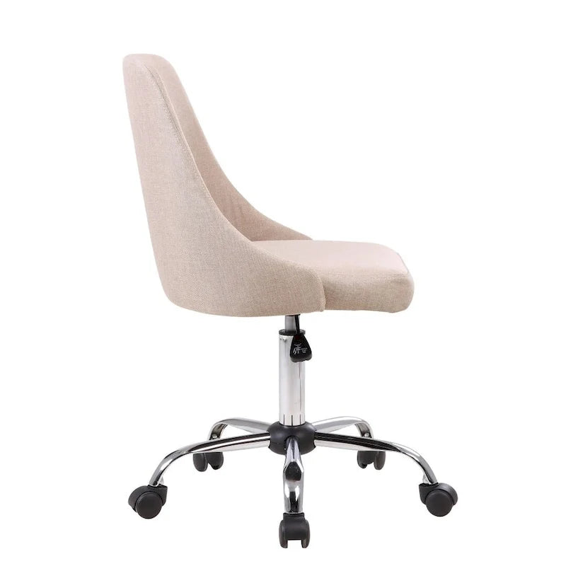 Silla de oficina tapizada en tela con base cromada