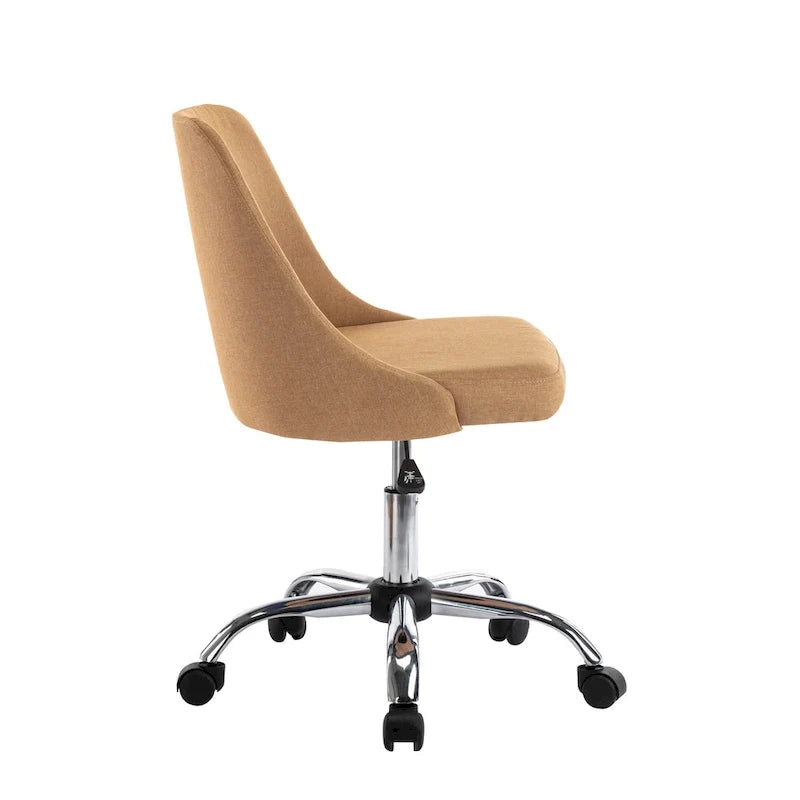 Silla de oficina tapizada en tela con base cromada
