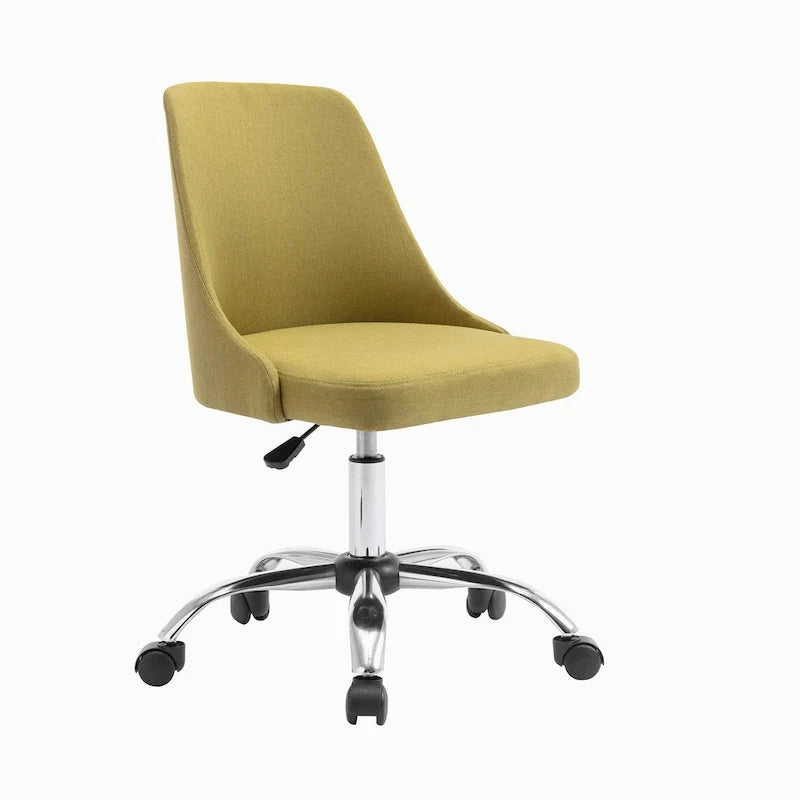 Silla de oficina tapizada en tela con base cromada
