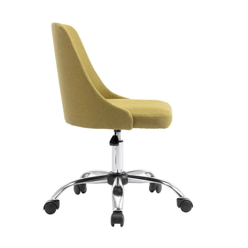 Silla de oficina tapizada en tela con base cromada