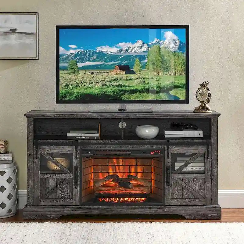 TV Stand for TVs up with Electric Fireplace