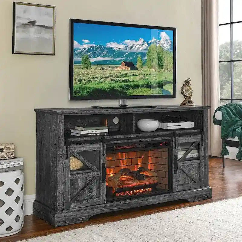 TV Stand for TVs up with Electric Fireplace