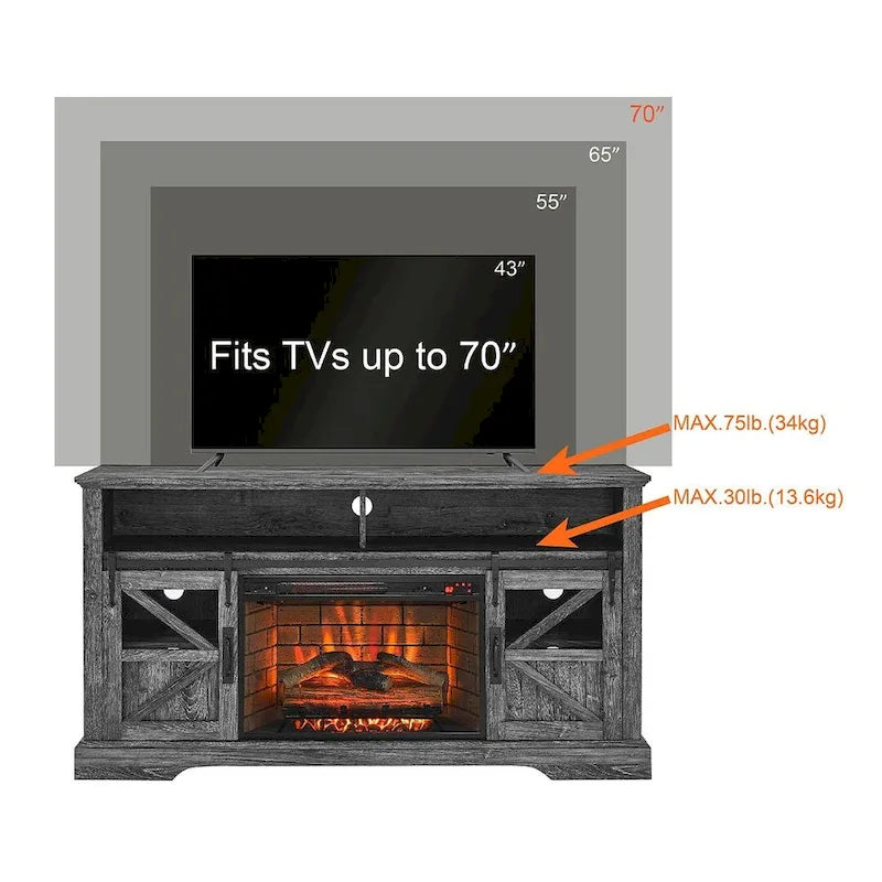 TV Stand for TVs up with Electric Fireplace
