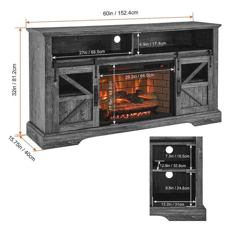TV Stand for TVs up with Electric Fireplace