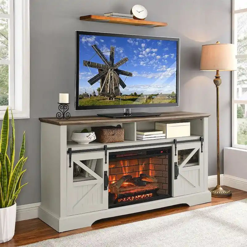 TV Stand for TVs up with Electric Fireplace