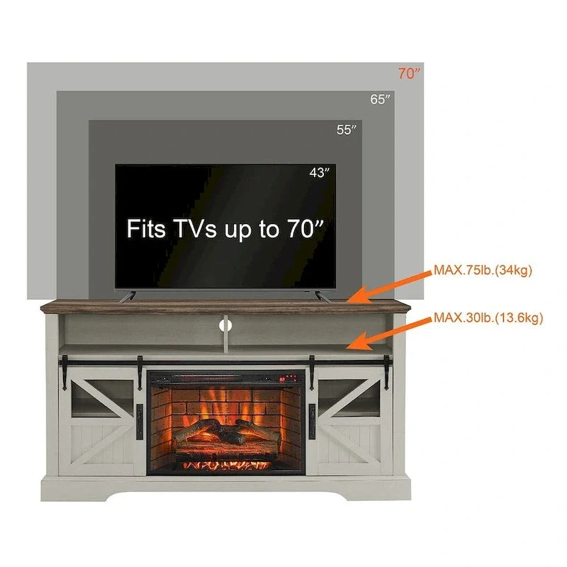 TV Stand for TVs up with Electric Fireplace